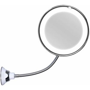 Auxmir Specchio Ingranditore 30X/1X, Specchio Trucco da Tavolo Bifacciale, Specchio da Bagno Rotazione a 360︒ Stile Retrò, Supporto Cromato, Bordo e Piedistallo Trasparente