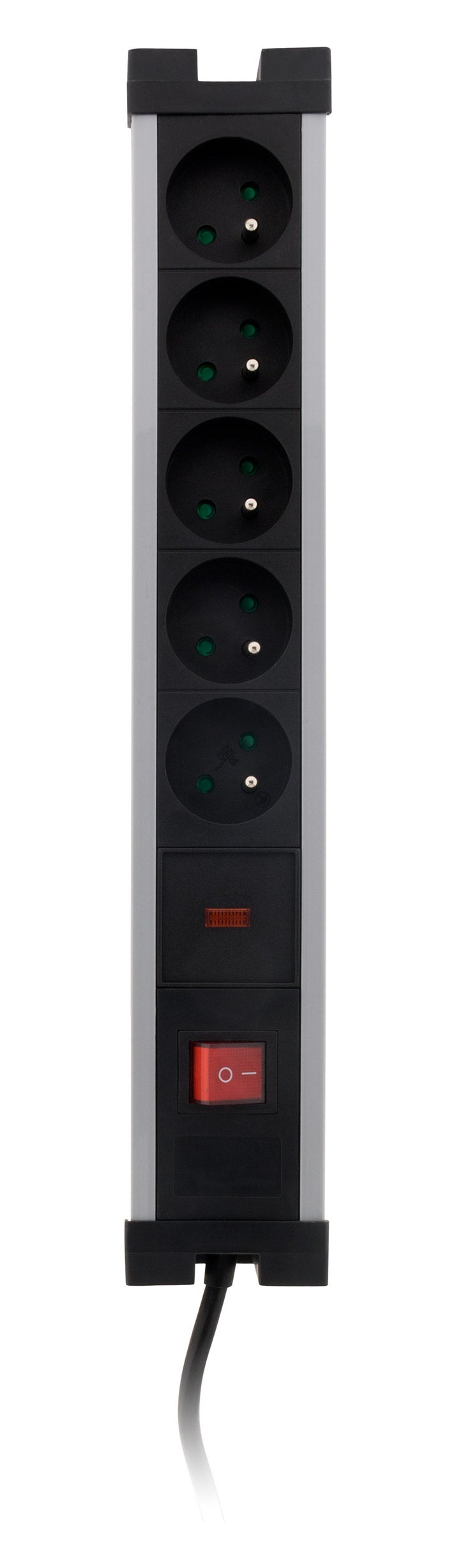 Bloc parafoudre 5x16A avec interrupteur - Noir - Zenitech - 2
