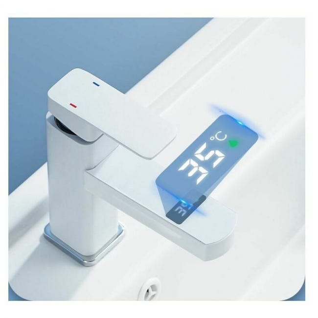 Kran umywalkowy do łazienki z perlatorem, biały kran umywalkowy do łazienki