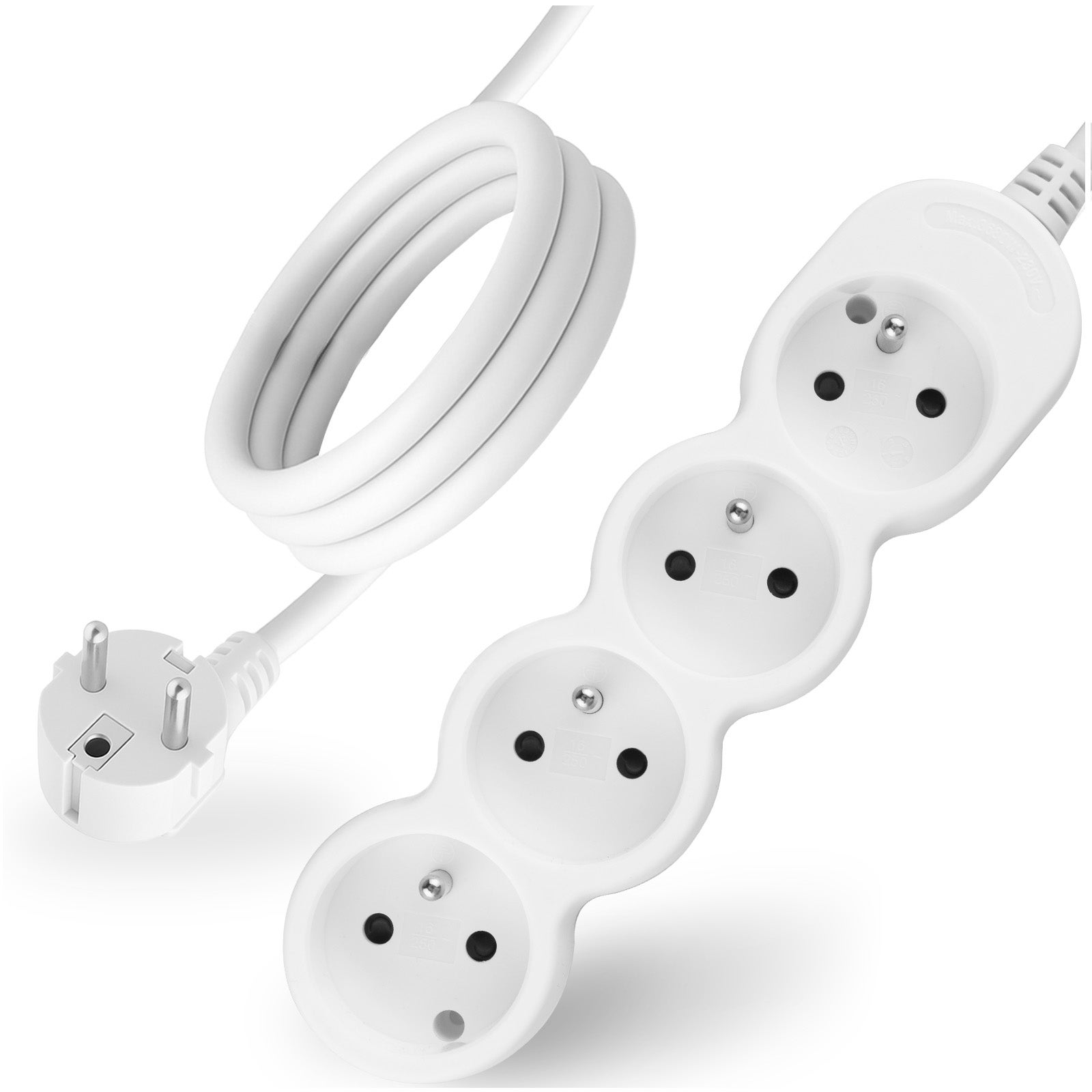 Przedłużacz Sieciowy Lumiled Kabel z Uziemieniem Listwa Zasilająca 4 Gniazda 1.5m Biały Sznur