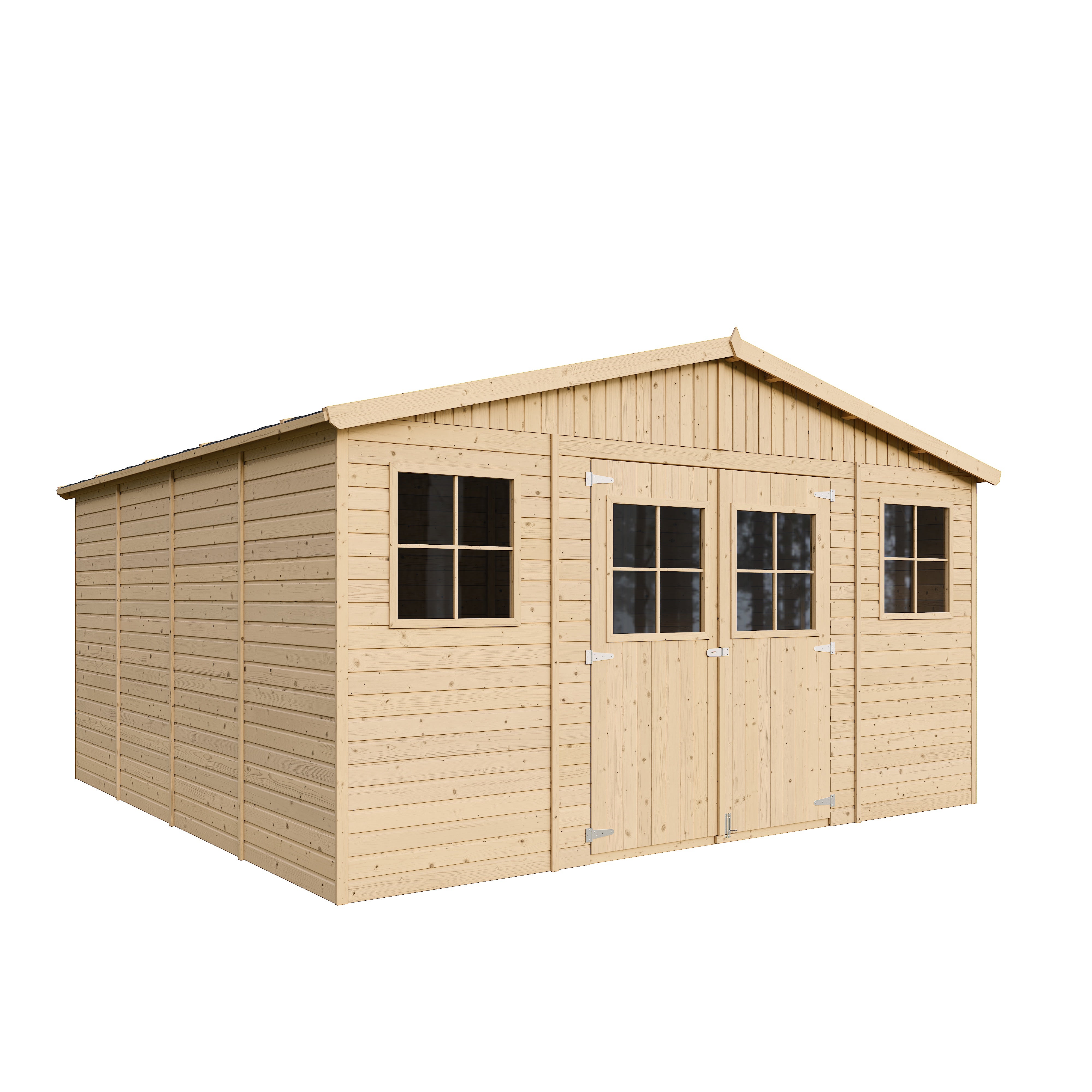 Cobertizo de madera para jardín - 418x420cm/16m2 Cobertizo de madera natural - Taller de Jardín - TIMBELA M330 - 5