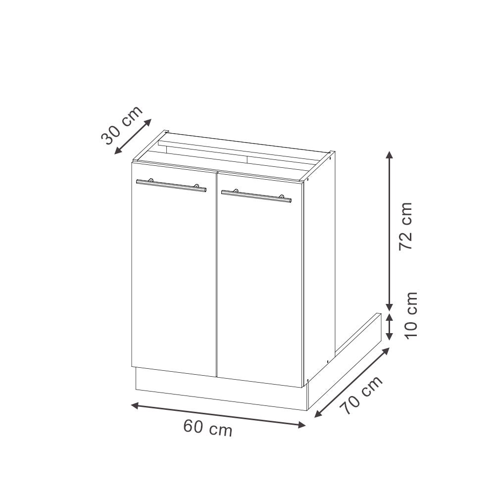 Vicco Îlot de cuisine Fame-Line, Bleu foncé brillant, 60cm sans PT - 3