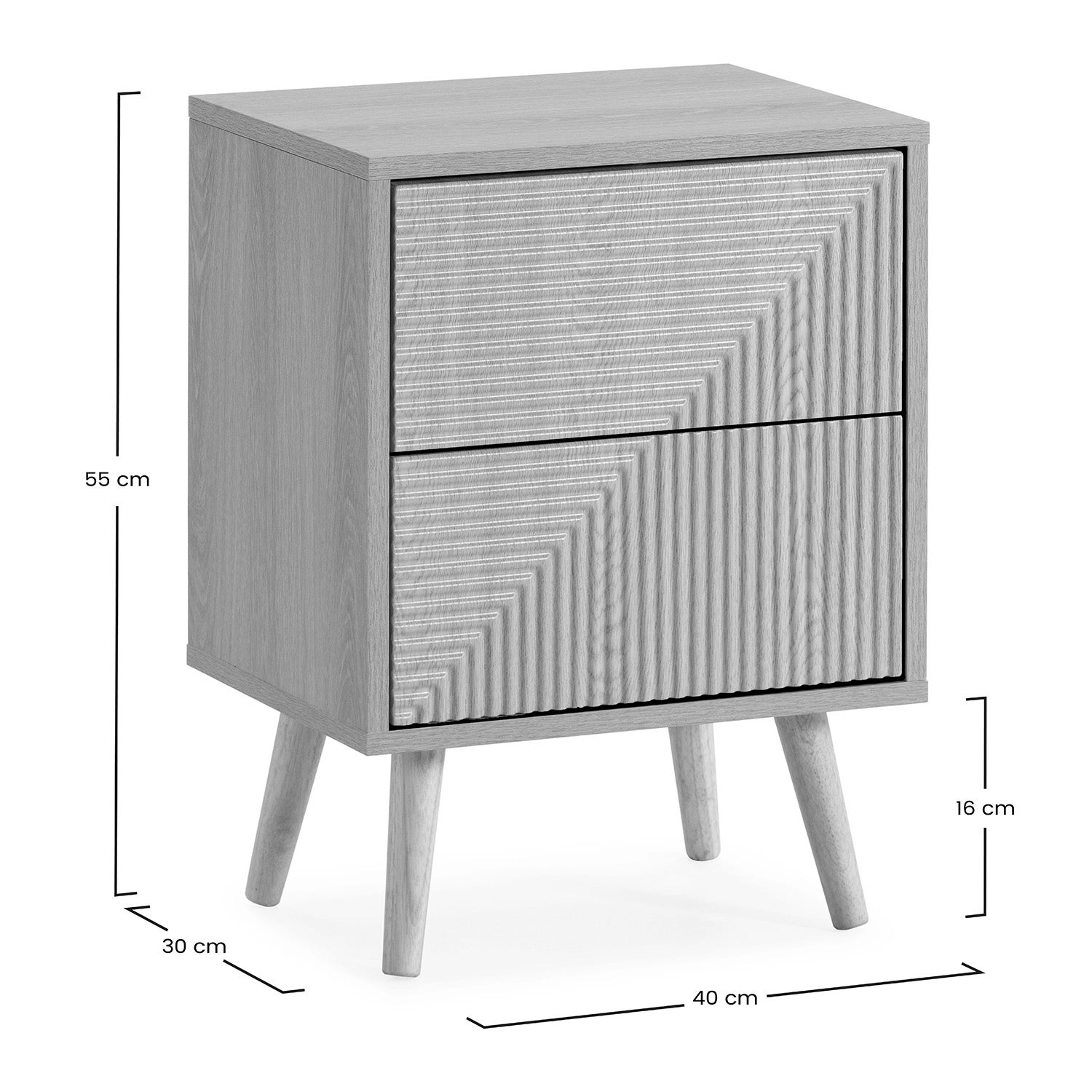 Mesita de noche Telmo 2 cajones color Roble - 8