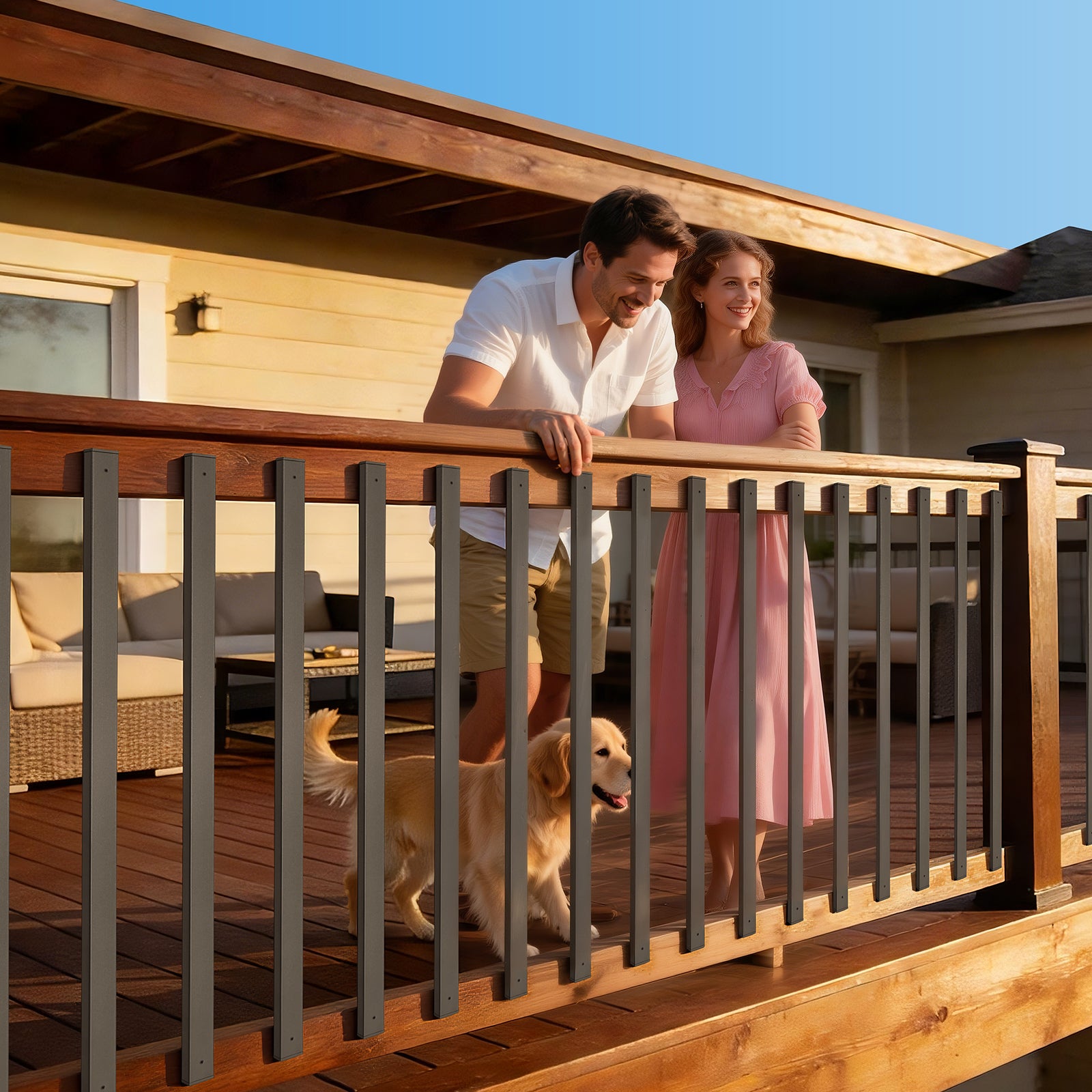 Balaústres de terraço VEVOR 82 cm lote 61, grades em aço galvanizado para deck, varanda e escadas, com furos pré-perfurados, parafusos, pretos - 8