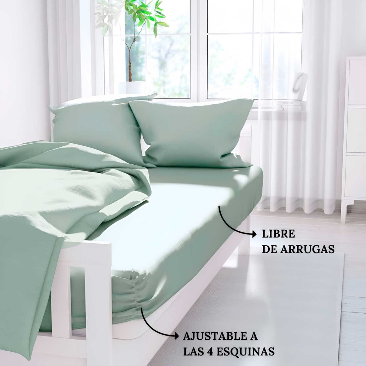 ICEHOME - Lençol de cama 150 - Poliéster de microfibra - VERDE CLARO - 3