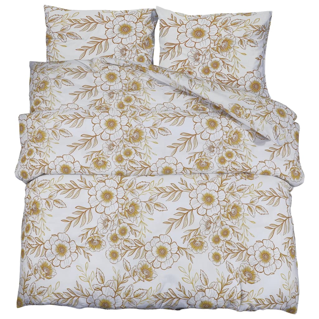 Ensemble de housse de couette | Parures de lit blanc et marron 220x240 cm Coton CFW33367 - 2