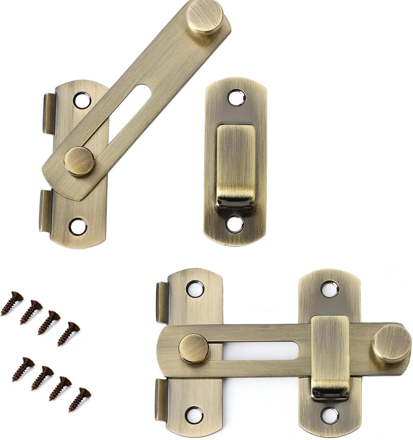 Dwuczęściowy zamek do drzwi przesuwnych, zasuwka ze stali nierdzewnej ze śrubą, odpowiedni do drzwi, szafek, okien, ogrodów, brązu