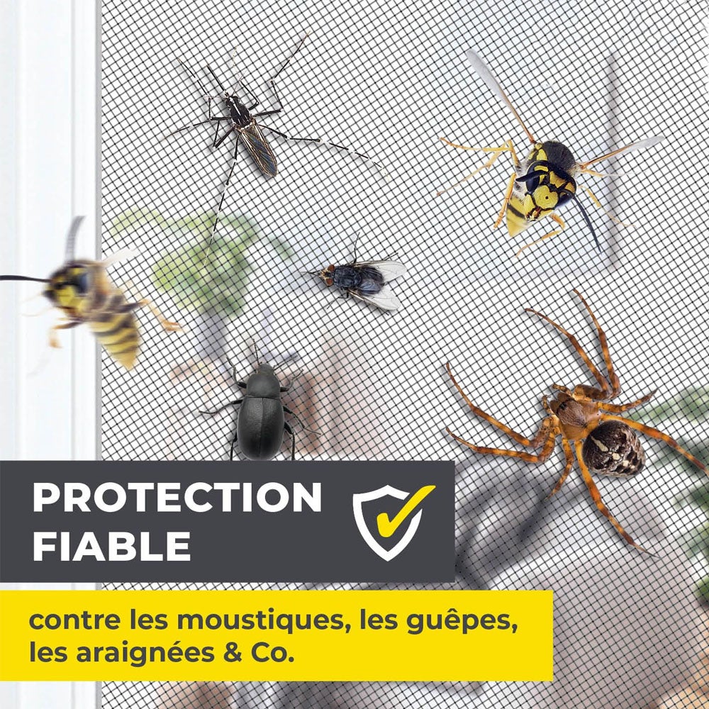 Moustiquaire magnétique pour fenêtre - Découpable pour s'adapter à toutes les fenêtres jusqu'à 150 x 130 cm - Sans perçage ni vissage - Noir - 4