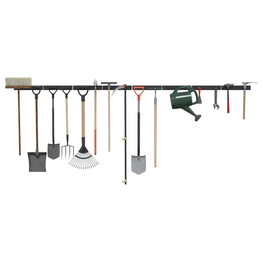 Suportes de parede p/ ferramentas de jardim 8 pcs aço preto vidaXL - 4