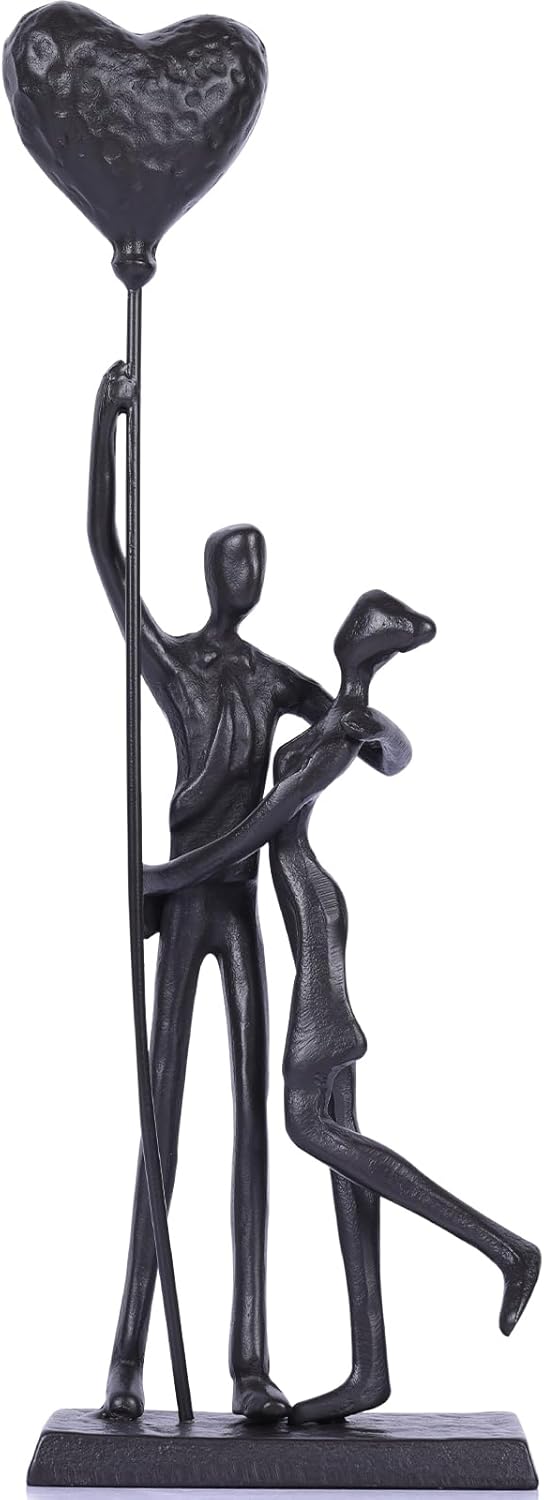 Żelazna Statuetka Pary o Wysokości 30,48 cm - Czarna Artystyczna Rzeźba z Żelaza, Żelazne Prezenty dla Niej, Romantyczne Figurki z Motywem Tańca
