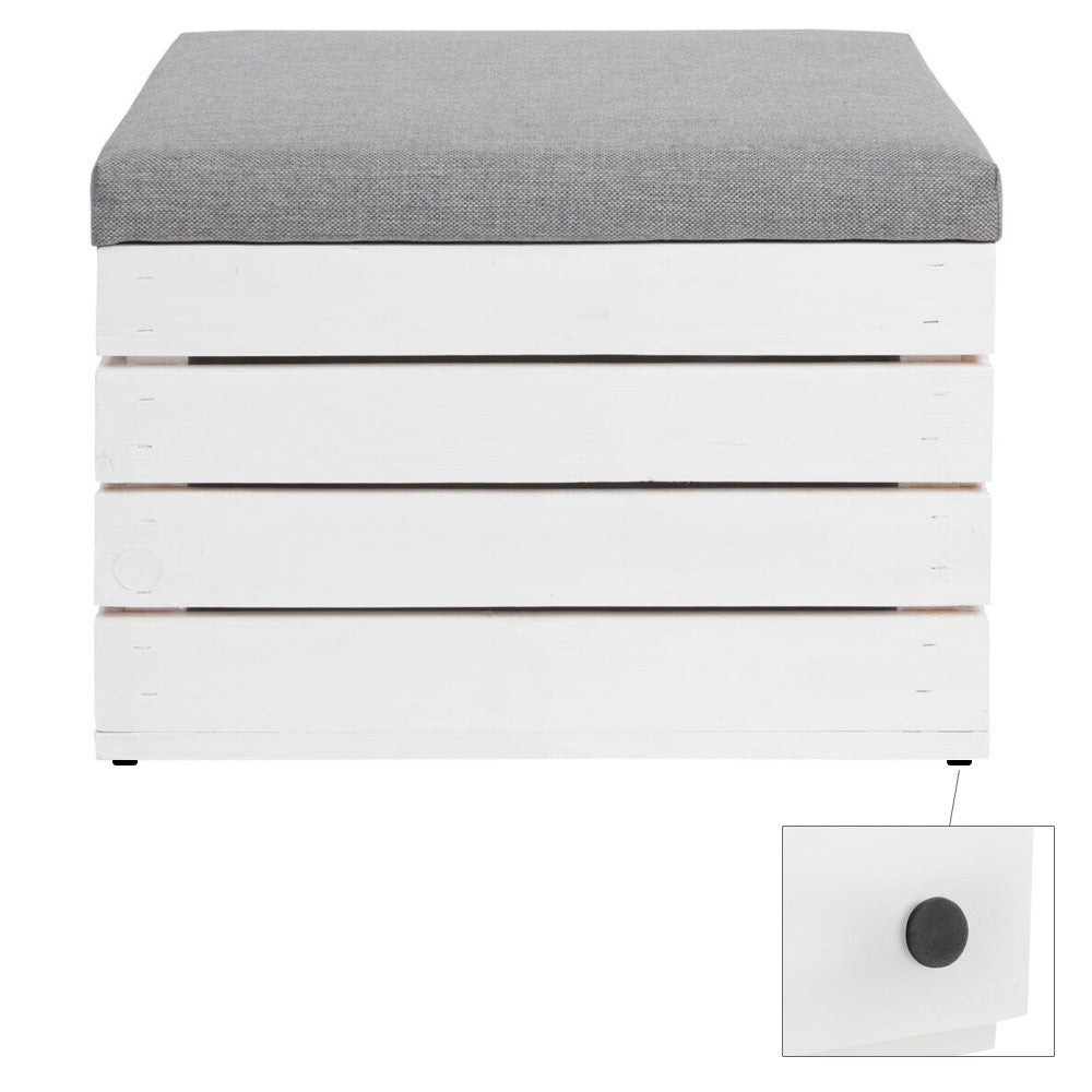 POUF Coffre de rangement en bois blanc banc avec siège rembourré - 5
