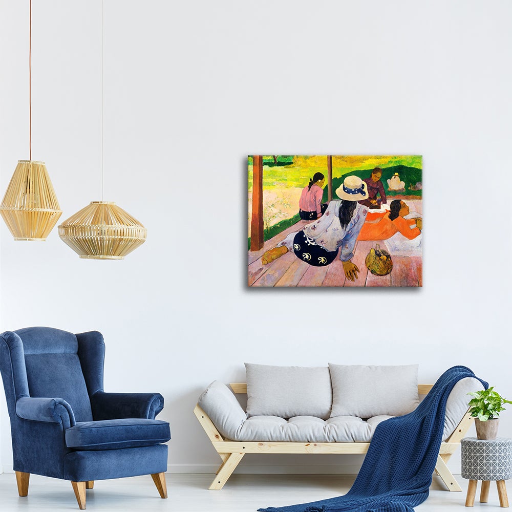 Tableau, Impression sur toile - La Sieste Paul Gauguin cm. 80x100 - 3