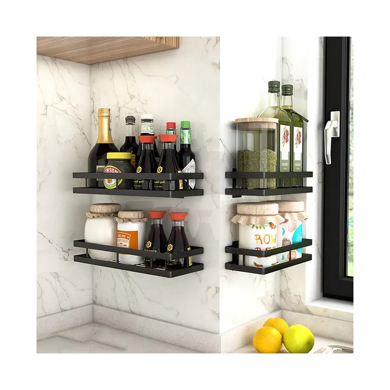 Wykonany ze stali nierdzewnej, montowany na ścianie kuchenny regał, odpowiedni do montażu na ścianie lub w szafce, 20 cm * 10 cm * 5 cm, 4 sztuki