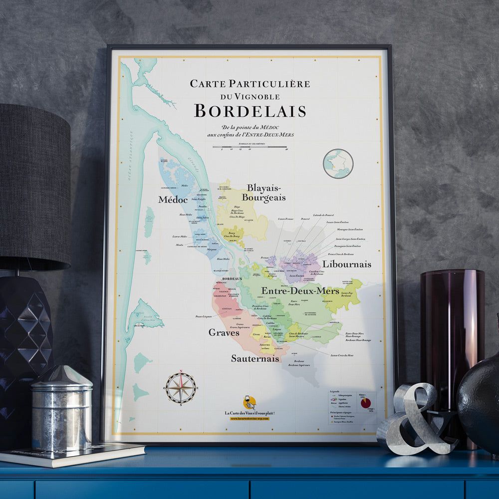 Affiche 50x70 cm - La Carte des Vins de Bordeaux - LA CARTE DES VINS SVP - 2