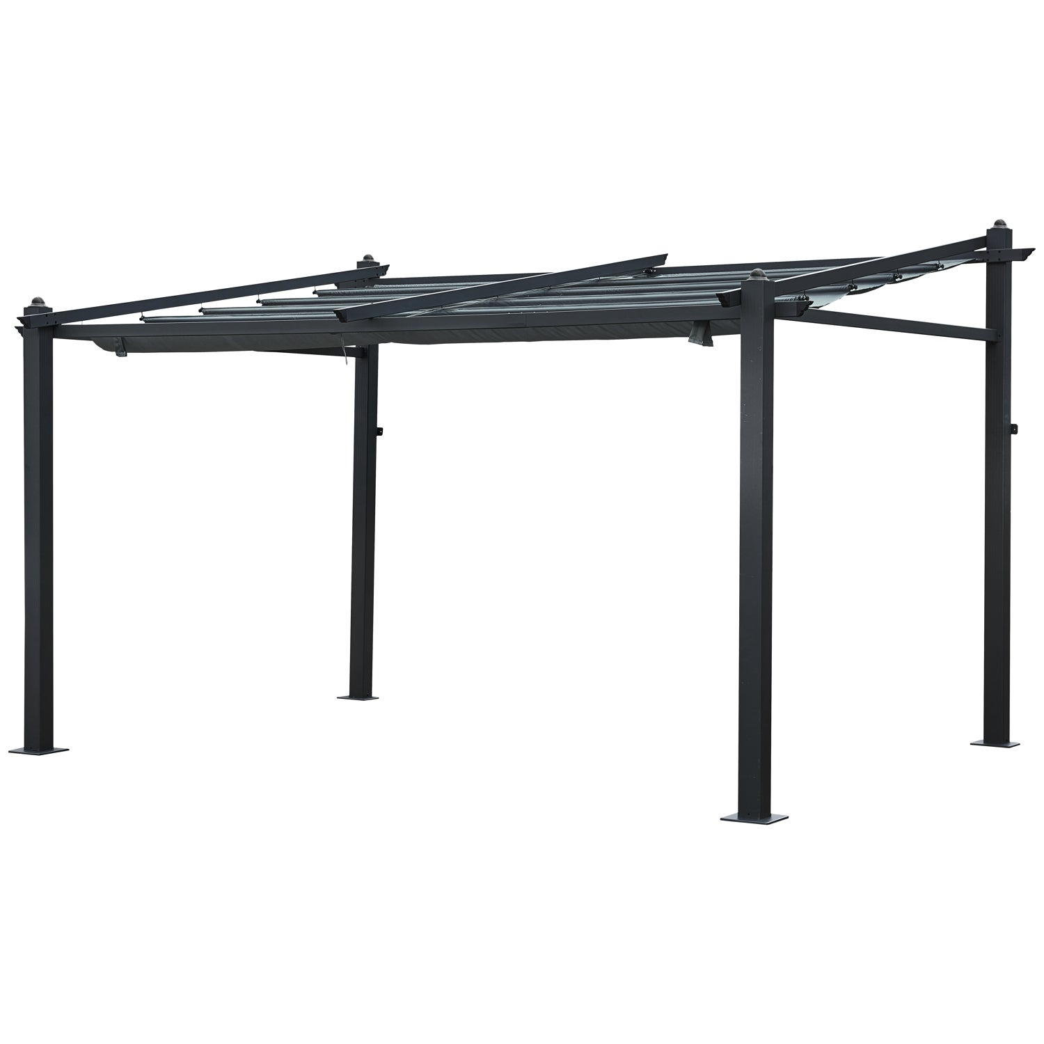 Pergola przyścienna 3 × 4 m FRÉJUS szara - konstrukcja aluminiowa