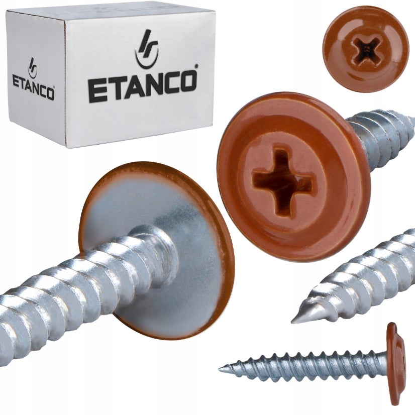 Wkręty podkładkowe Etanco do drewna 4,2x65mm, RAL 8004 GM-S 250szt.