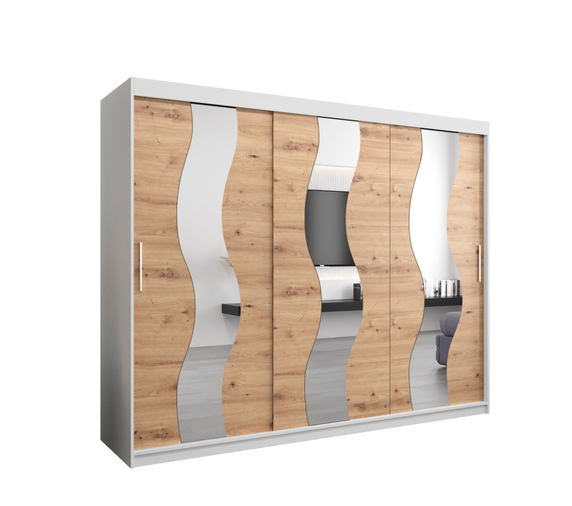 Szafa przesuwna garderoba SEWILLA 250 x 62 x 200 cm Biały + Artisan - Abiks Meble