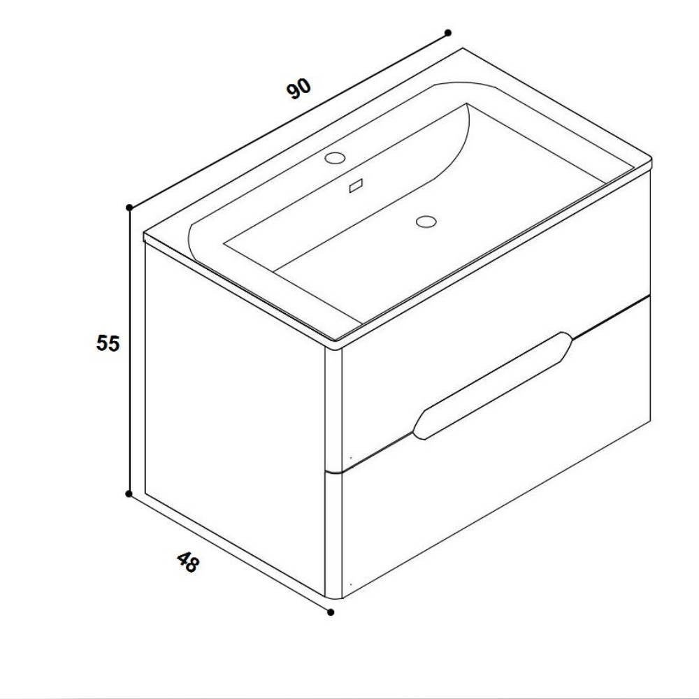 Mobile bagno sospeso Varano grigio chiaro 90x48x55 - 2