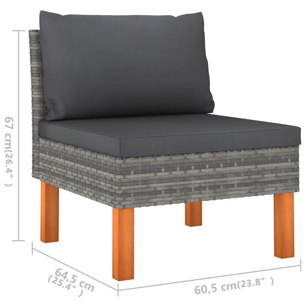 Maison Exclusive - Set Divani da Giardino 6 pz con Cuscini in Polyrattan Grigio - 7
