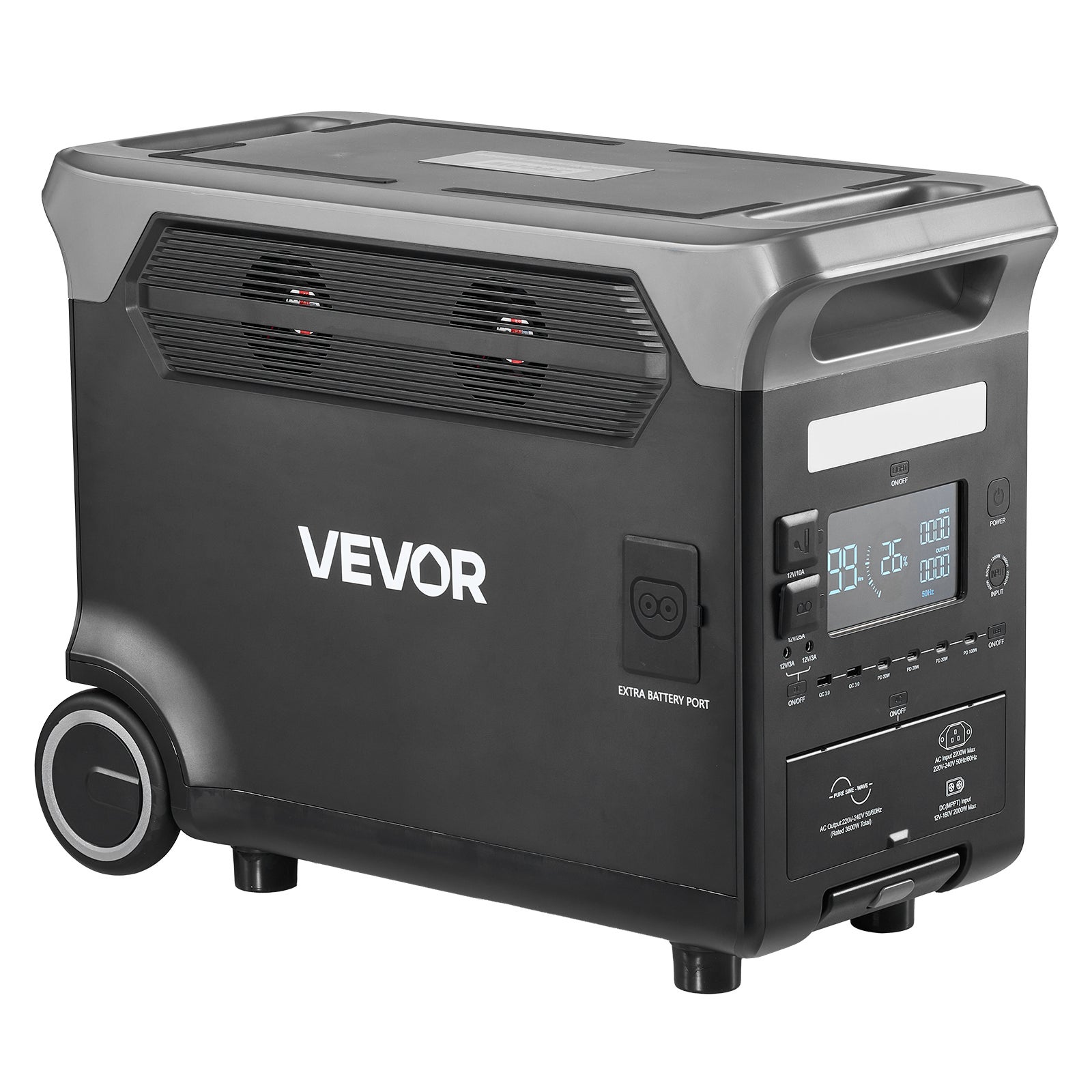 Station Électrique Portable VEVOR, Générateur Solaire 3600 W 3840 Wh avec 10 Sorties, Batterie de Secours LiFePO4 Extensible pour Camping-car - 9