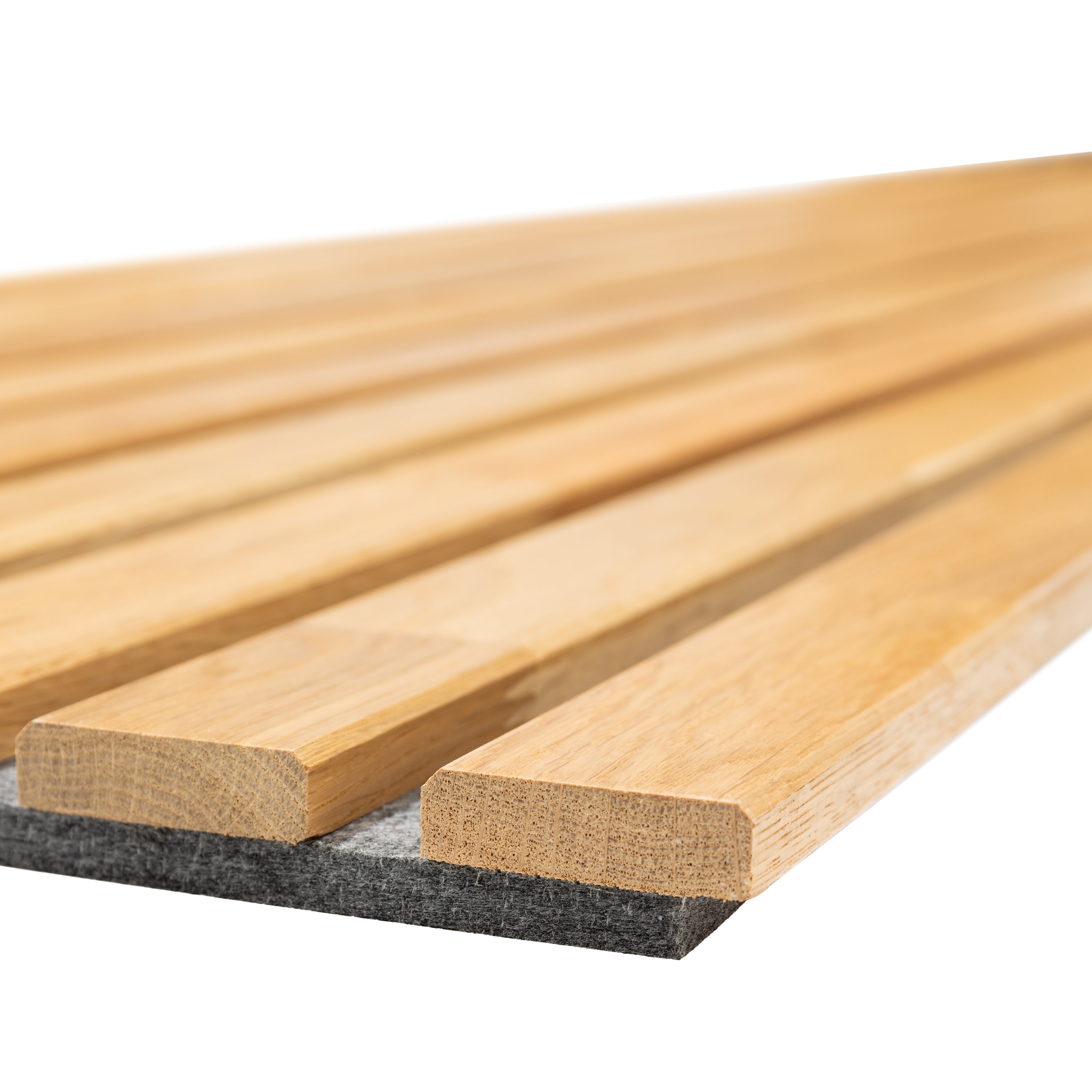 Lot de 2 Panneau Tasseau Acoustique en Bois - Chêne Naturel - 2400x600mm - Lattes 40mm, Support en Feutre Gris - 7