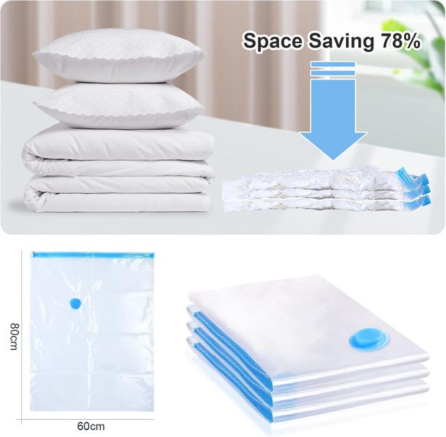 Sac Rangement Sous Vide Aspirateur, Lot de (60 x 80cm