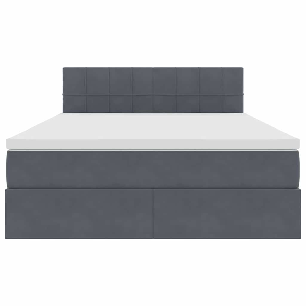 Lit de rangement gris foncé, 140 x 190 cm, en velours - 7