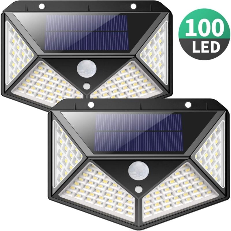 Zewnętrzna lampa solarna 100 LED 2200 mAh, wodoszczelne oświetlenie zewnętrzne 270°, lampa solarna z czujnikiem ruchu 180°, reflektor solarny, kinkiet