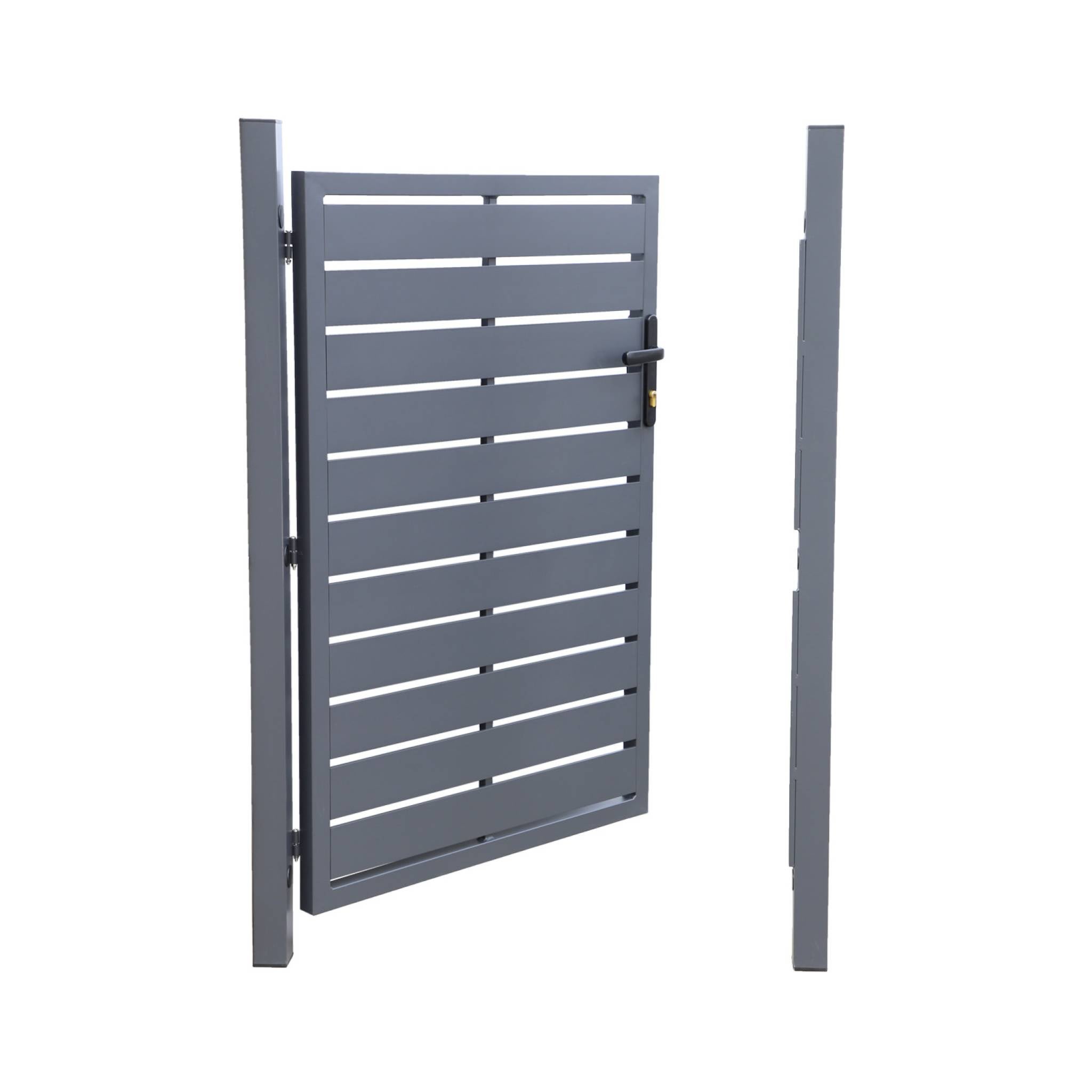 Portillon de jardin 100 x 146 cm en aluminium anthracite avec serrure et poignée. anthracite. traitement anti rouille. - 3