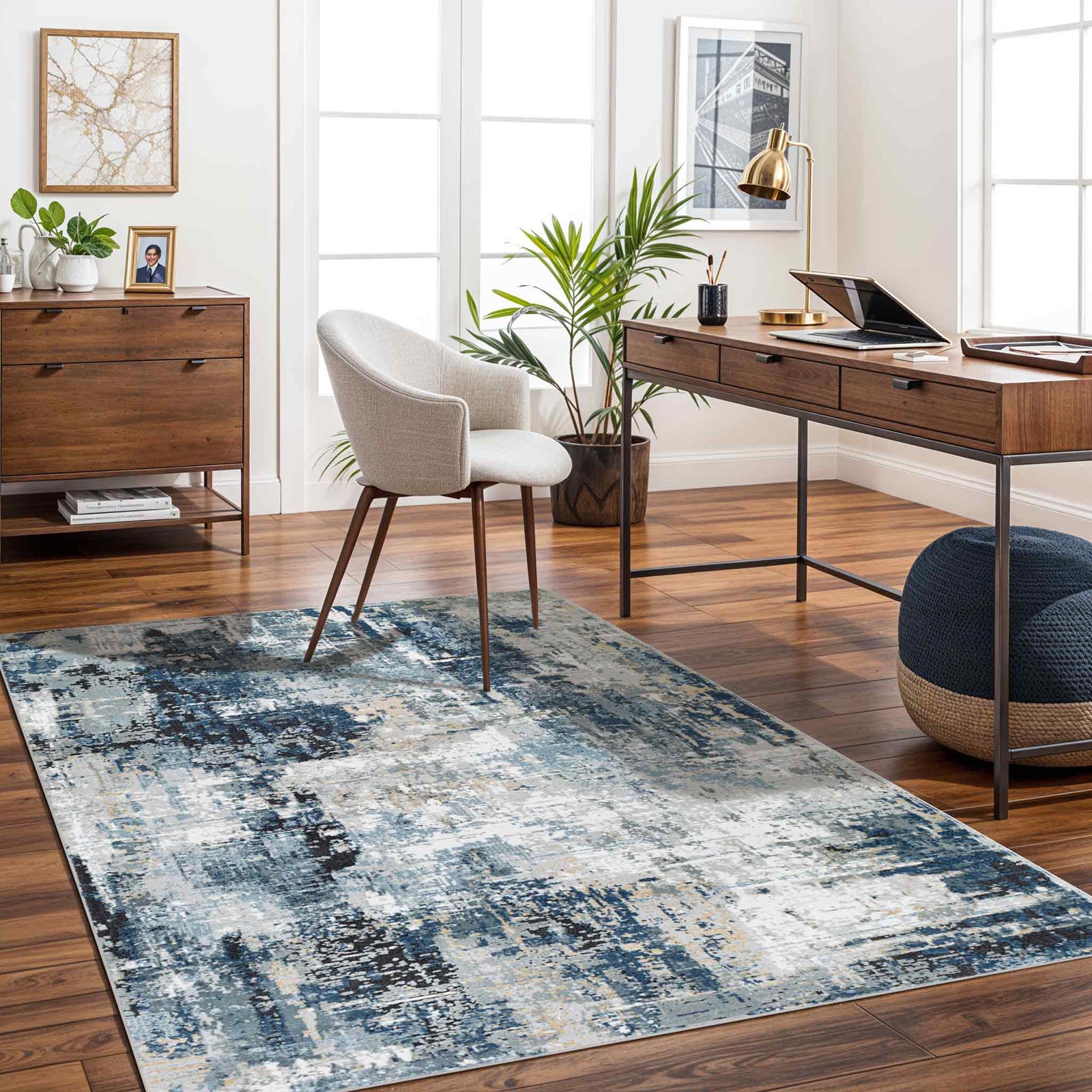 LIVABLISS Tapete Abstracto Moderno Azul/Cinza/Bege 200x275 cm Lena - 9