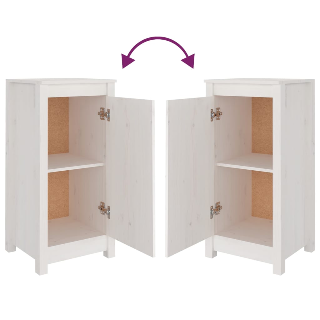 Maison Exclusive - Credenze 2 pz Bianche 39x35x80 cm in Legno Massello di Pino - 7