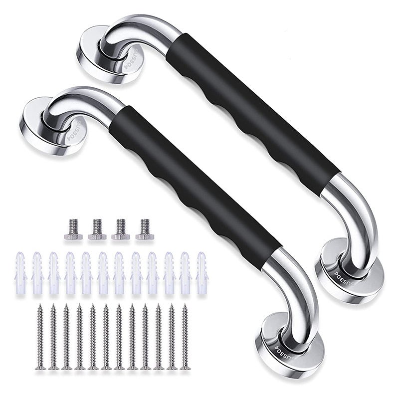 Zestaw 2 antypoślizgowych uchwytów ze stali nierdzewnej, 30 cm, do prysznica, wanny, toalety, dla bezpieczeństwa dzieci, osób niepełnosprawnych i seni