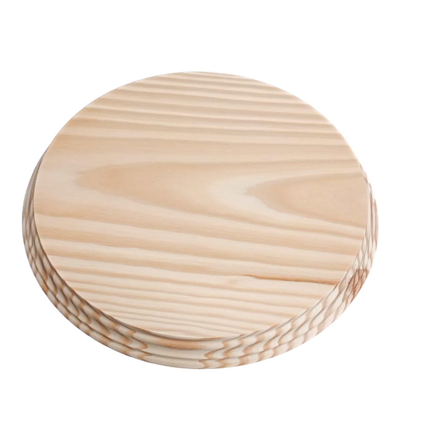 Socle rond en bois. Fabriqué en pin massif tourné. Brut, peut être peint. (Diamètre&nbsp;: 26&nbsp;cm). Hauteur&nbsp;: 2,5&nbsp;cm. - 2