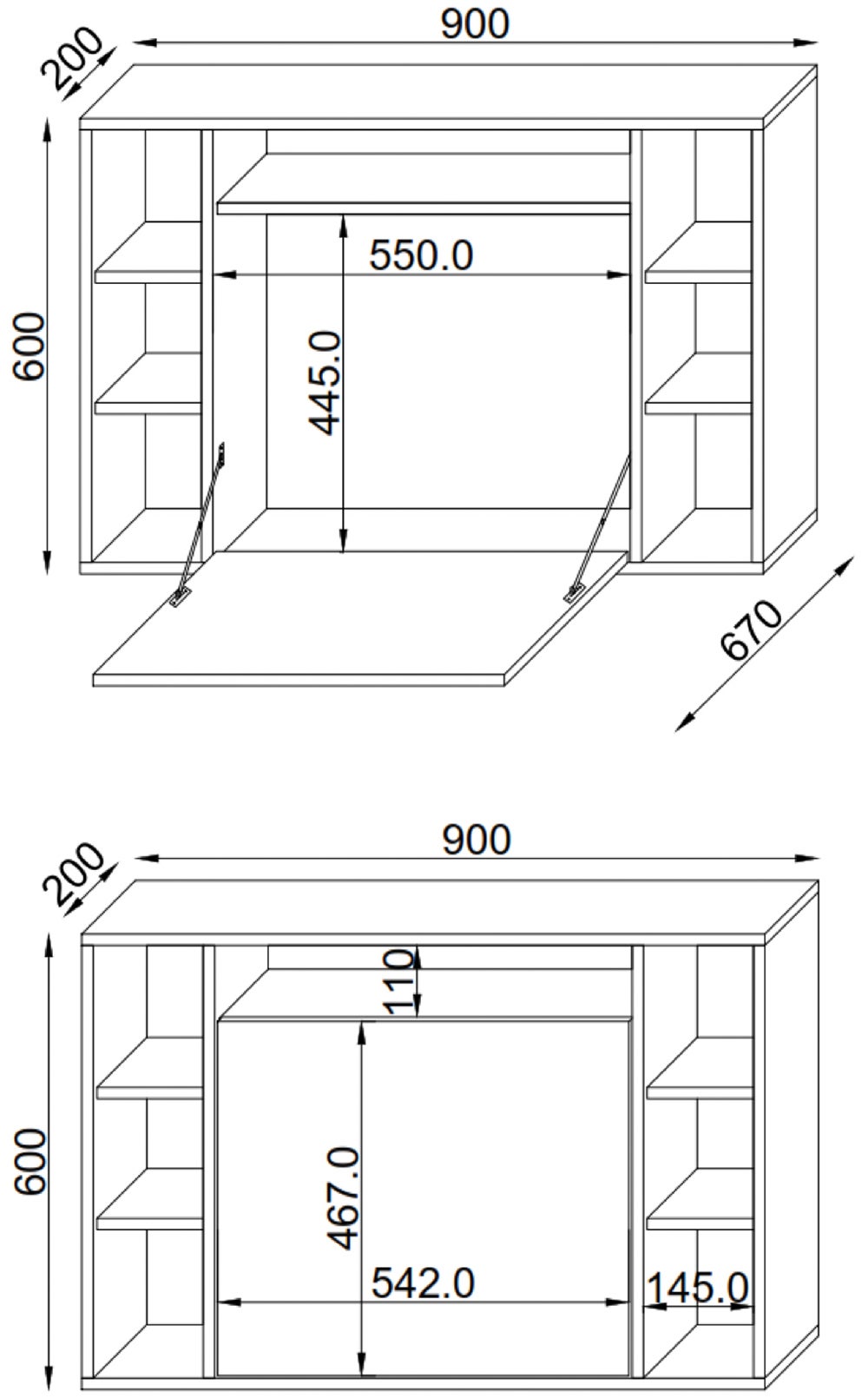 VCM Bureau Wandila Chêne miel H. 60 x B. 90 x T. 20 cm - 8