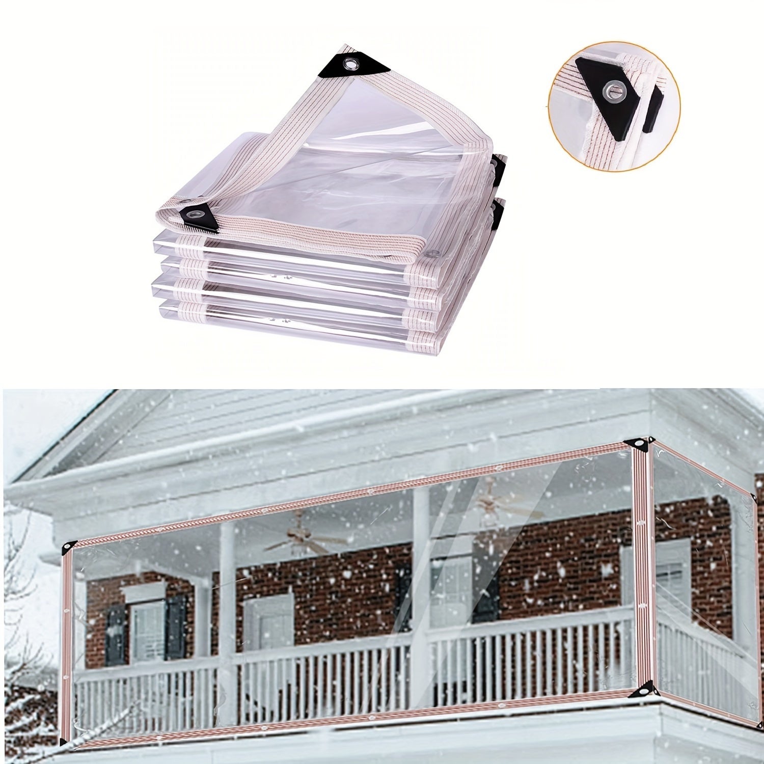Bâche transparente imperméable polyvalente avec œillets, couverture extérieure résistante à la pluie pour jardin, patio, camping, serre, 2 m x 3 m - 7