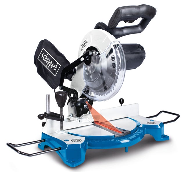 Scheppach Scie à onglets HM80L – 1500 W – Lame de scie de 210 mm – Largeur de coupe 120 mm – Vitesse 5000 tr/min – Laser de précision