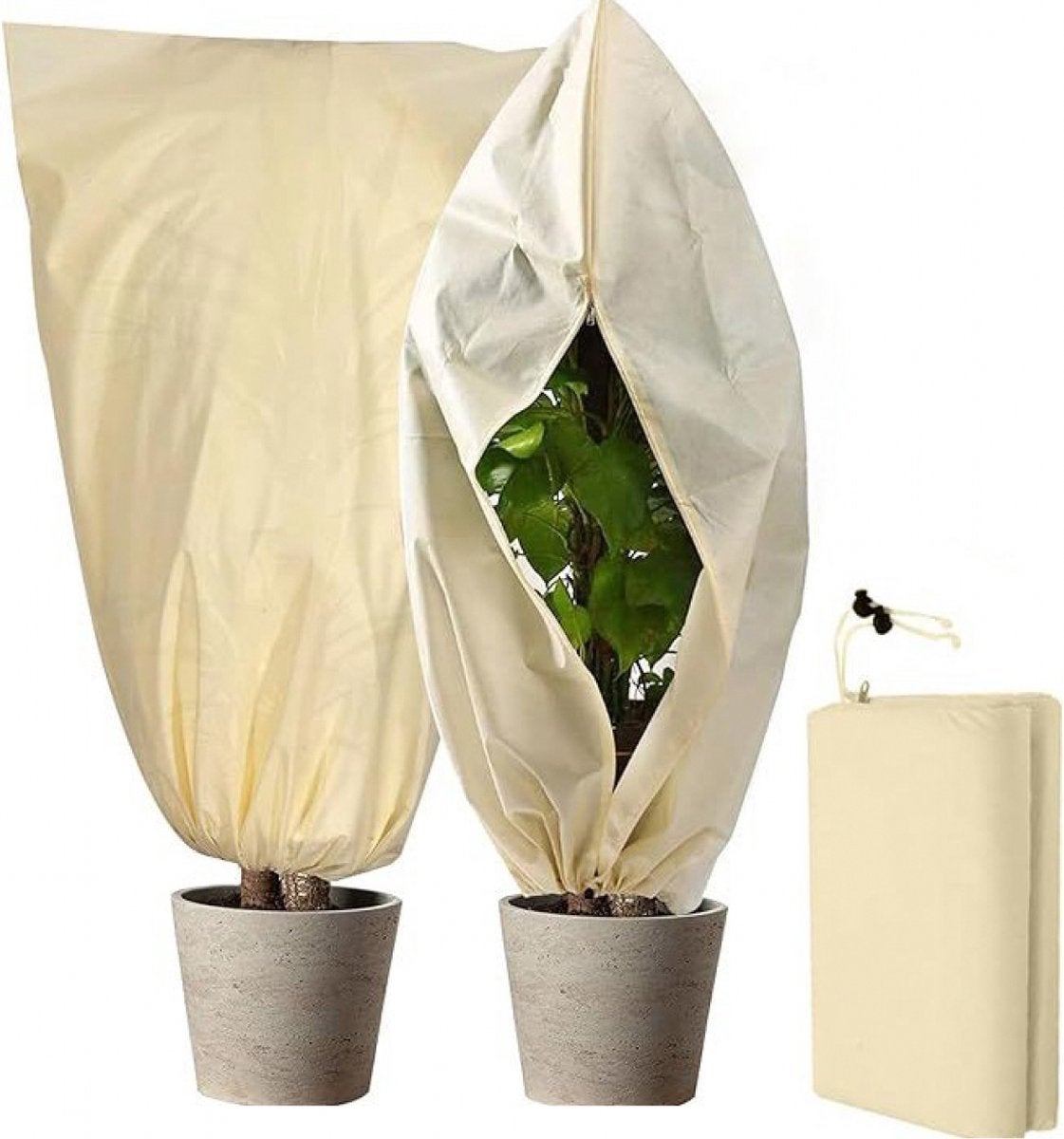 Material nețesut rezistent la îngheț, Husă pentru plante rezistentă la îngheț, Husă de protecție de iarnă pentru copaci/ plante, Închidere cu fermoar