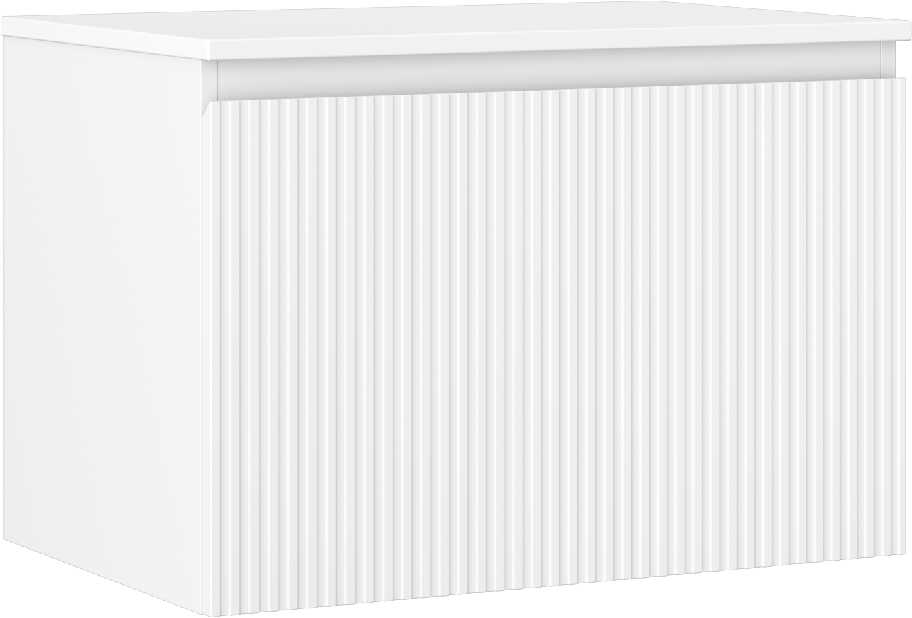 Mexen Rivel szafka łazienkowa podumywalkowa 70 cm z blatem, 1 szuflada, ryflowana , biała mat - 91A20-07047-1-BFC01