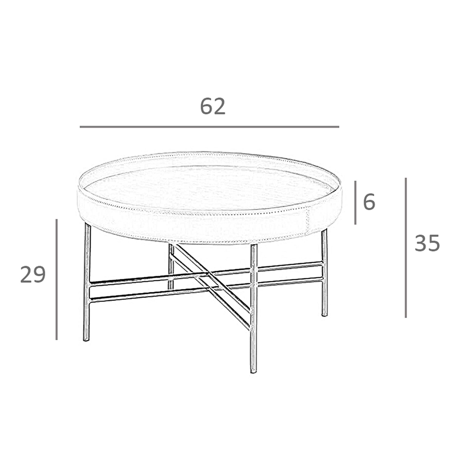 Table basse ronde en simili cuir, noyer et acier noir Ø62 x 35 - 8