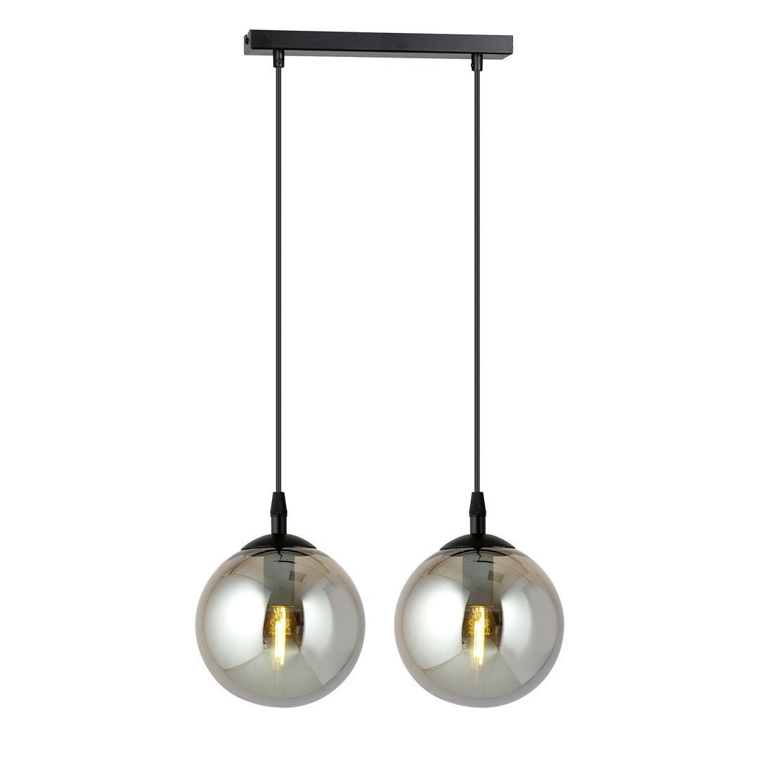 Lampa sufitowa wisząca Cosmo czarna-grafit 2xE14x10W kule wym: 100 x 40 x 12 cm szkło Emibig