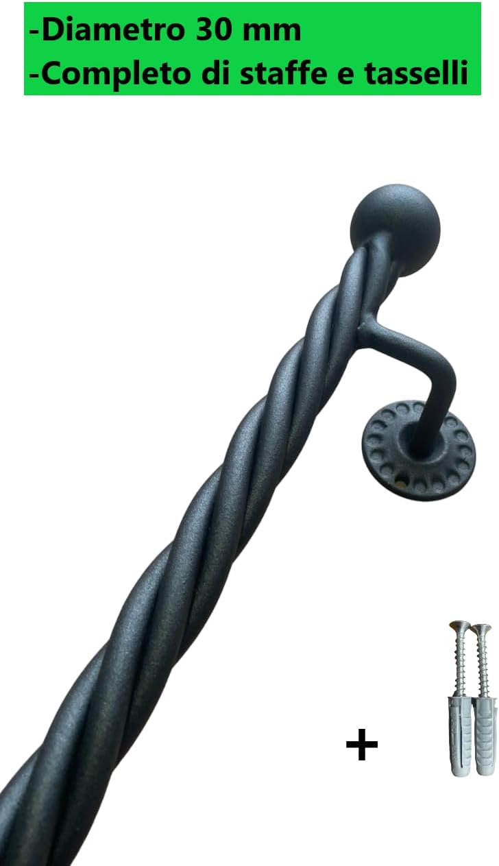 Corrimano In Ferro Modello Positano - Diametro 25mm, Lunghezze Da 50 A 400cm, Colore Nero Antracite - Foto 4