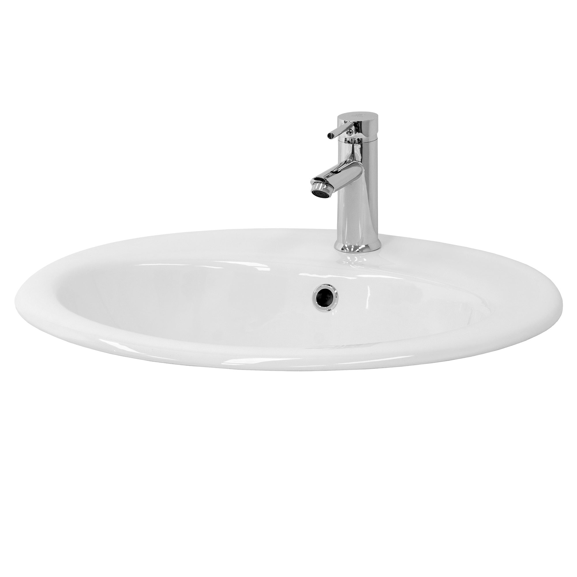 Umywalka ceramiczna z zestawem odplywowym Umywalka 570 mm x 195 mm x 485 mm Bial