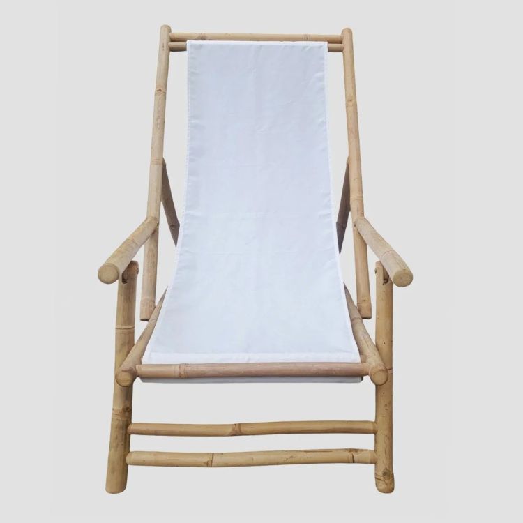 Leżak bambusowy MARE z podłokietnikami 139x60x11cm biały