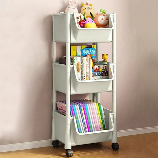 Sywhitta Carrello Portaoggetti Multiuso 5 Livelli Con Maniglia – Plastica E Ferro, Bianco – Con Ruote Girevoli (2 Frenabili) - 2