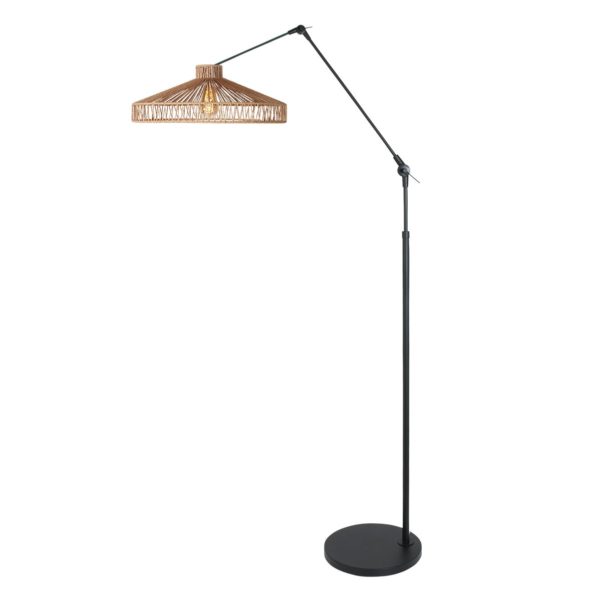 Steinhauer - lampada da terra - Prestige Chic - naturale nero - metallo corda - lampada ad arco - E27 - 4572ZW - 2