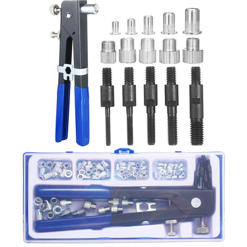 86 pièces Kit outils rivets aveugles M3 M4 M5 M6 M8 + clé manuelle ...