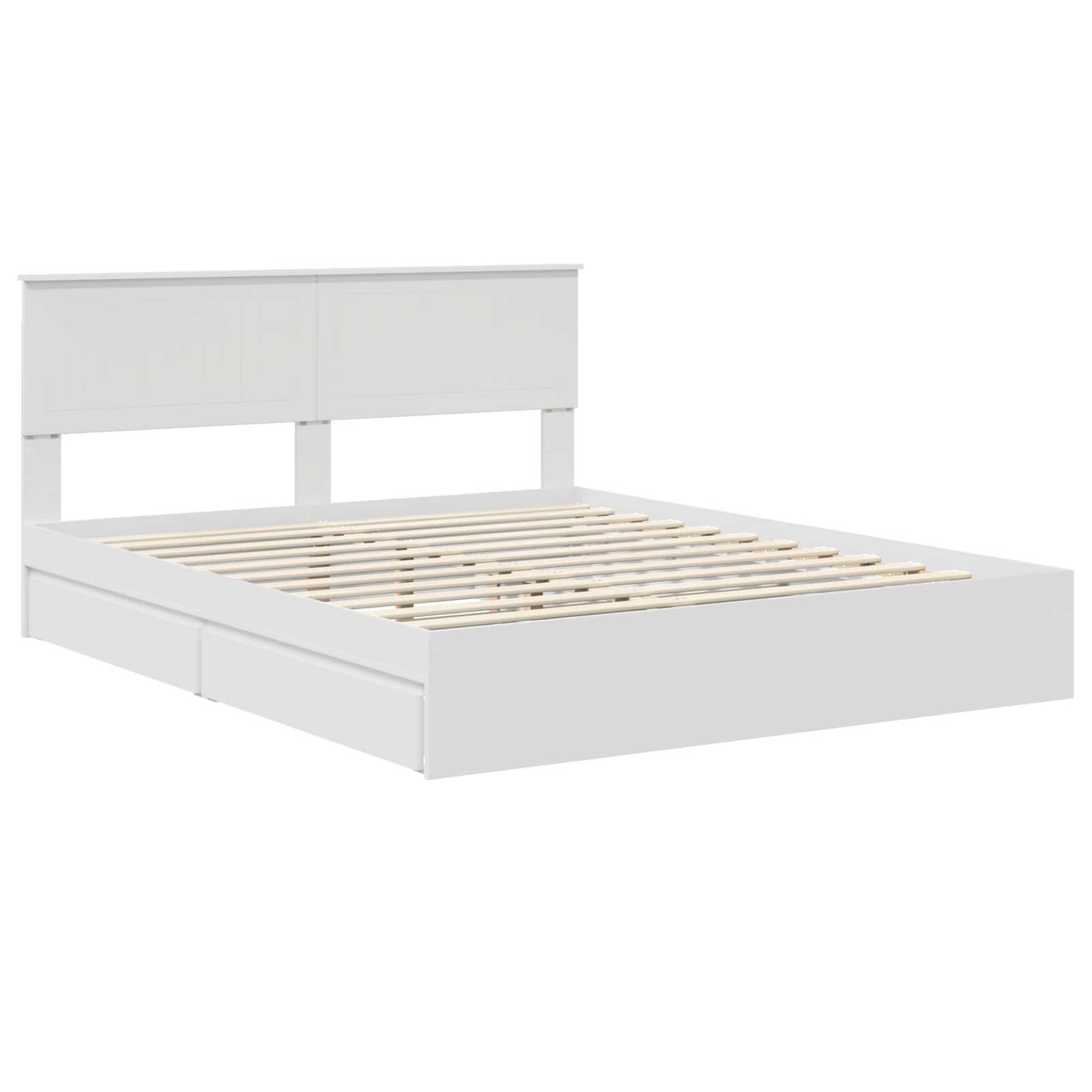 Lit avec rangement réglable en panneau de bois blanc, pour la chambre, 160 × 200 cm - 4