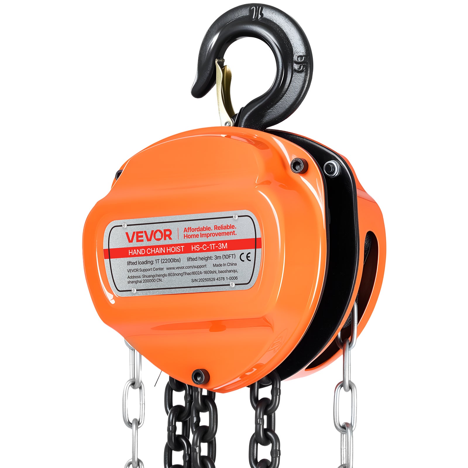Palan Manuel Chaîne VEVOR, Charge 1 T, Hauteur Levage 3 m, avec Crochet Robuste, Chaîne G80, Levage de Marchandise pour Garages, Chantiers, Entrepôts - 9
