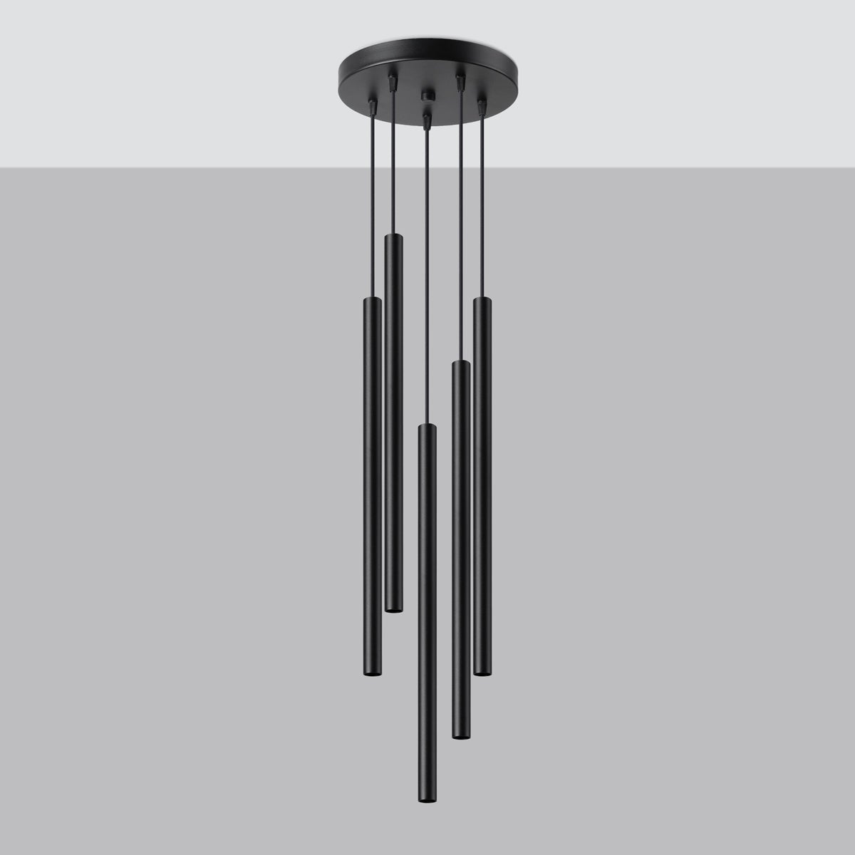 Lampa wisząca BRILL 5P czarna LED 4000K - 25x25x110cm Sollux