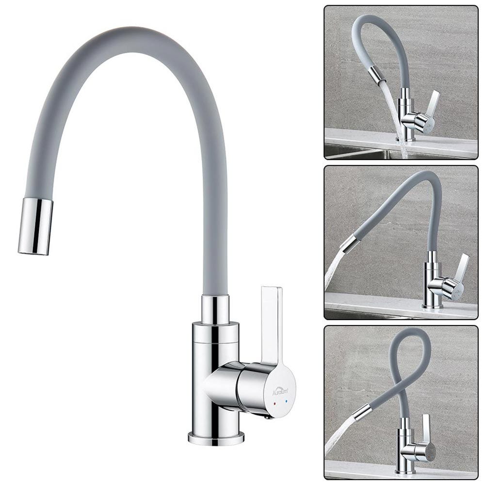 Rubinetto Cucina Monocomando In Acciaio Inox - Girevole 360° Con Tubi Flessibili, Design Moderno - Foto 10